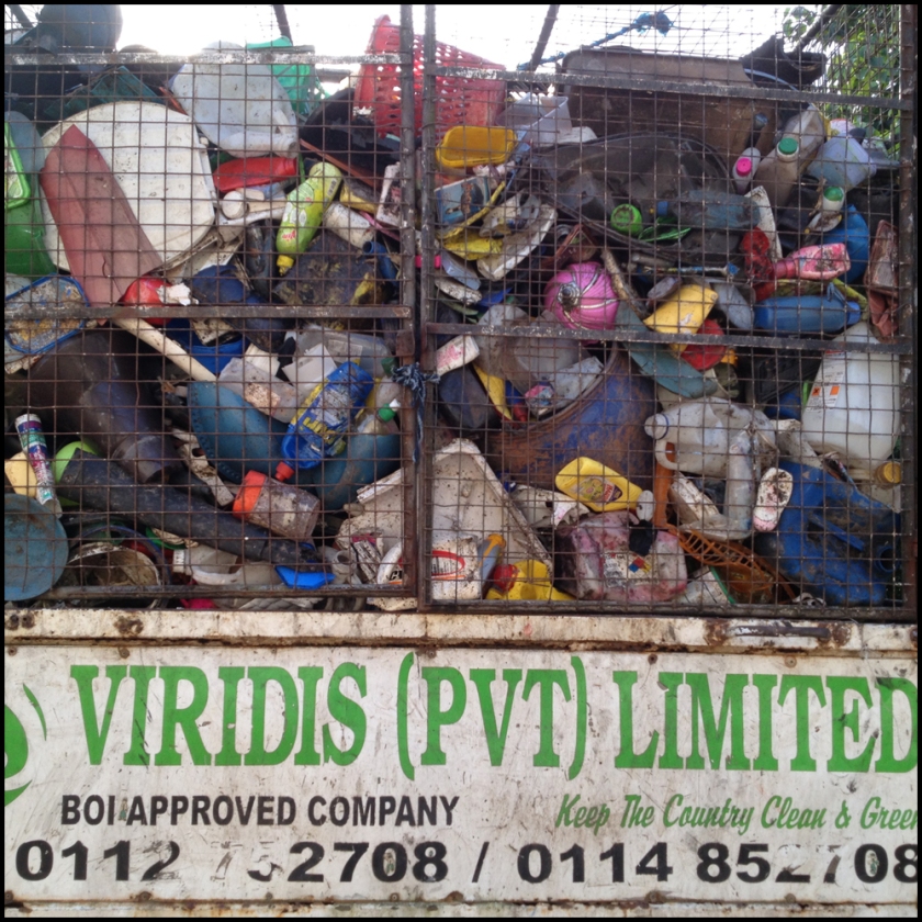 Plastic waste brought from Hikkaduwa for recycling at Viridis.